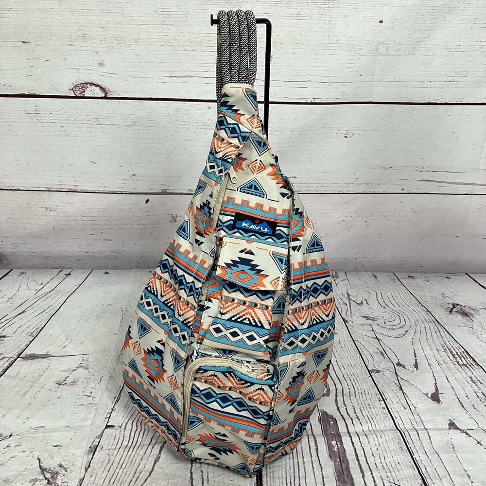 KAVU Rope‎ Sling Bag Backpack Tribal Print Crossbody Hiking Festival Boho